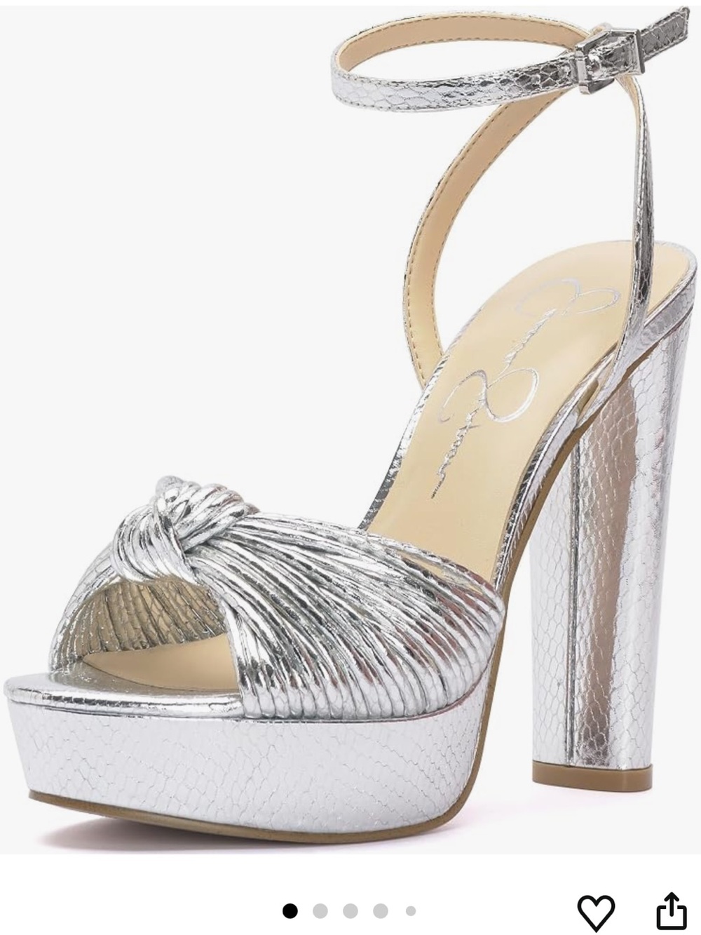 LNEW Jessica Simpson Immie Metallic Silver Platform Heel Sandals , sz 7
